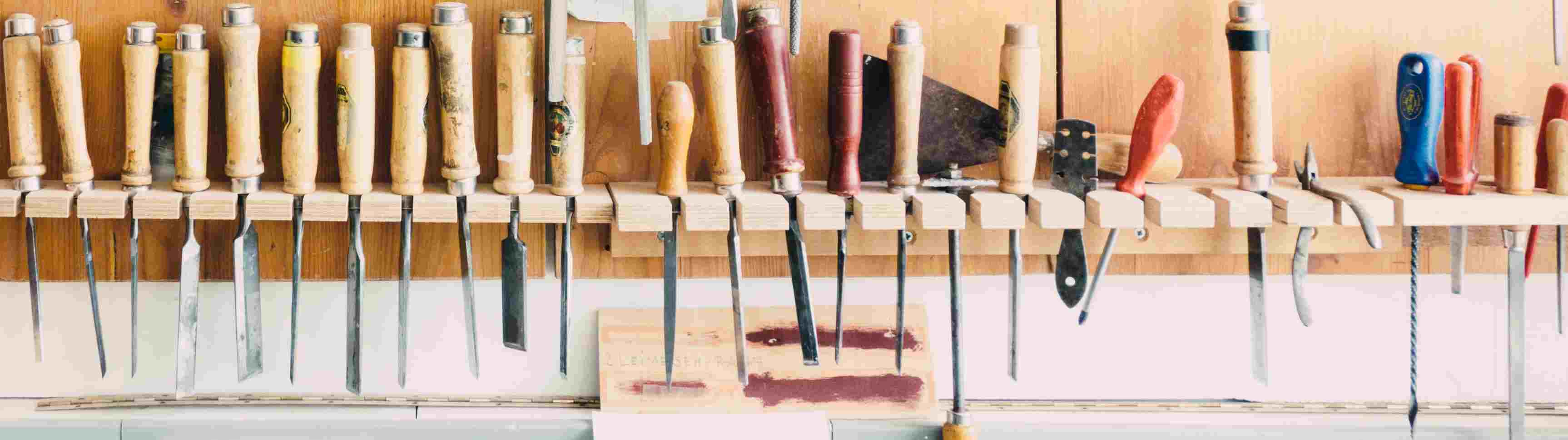 Wall of woodworking tools
